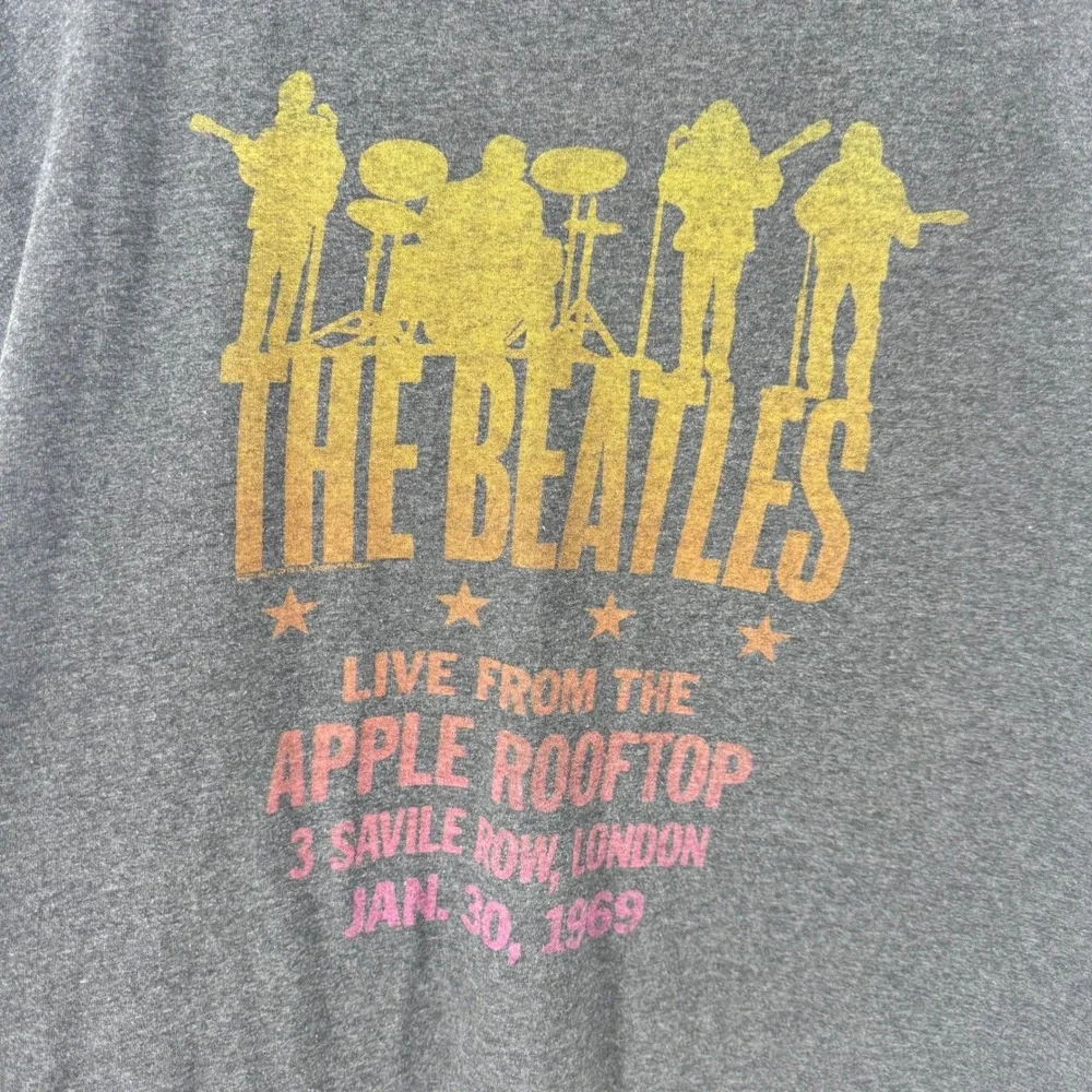 The Beatles Live from the Apple Rooftop T Shirt XL Gray Short Sleeve Graphic Tee